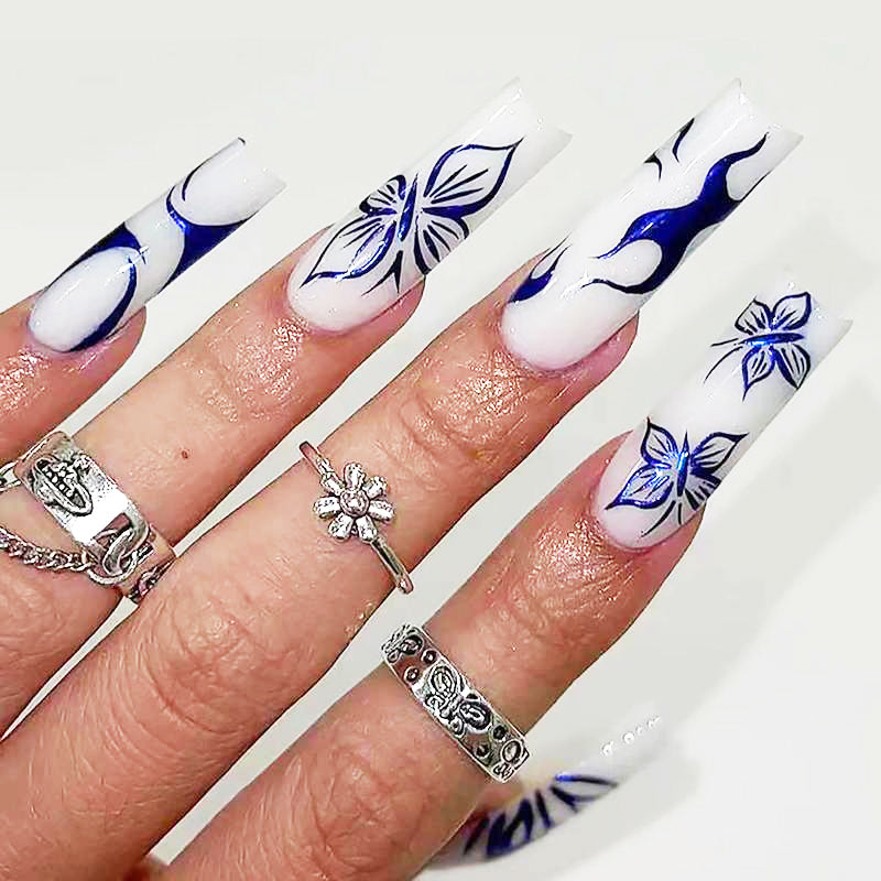 Blue Butterfly Press-On Nails, 24 pack