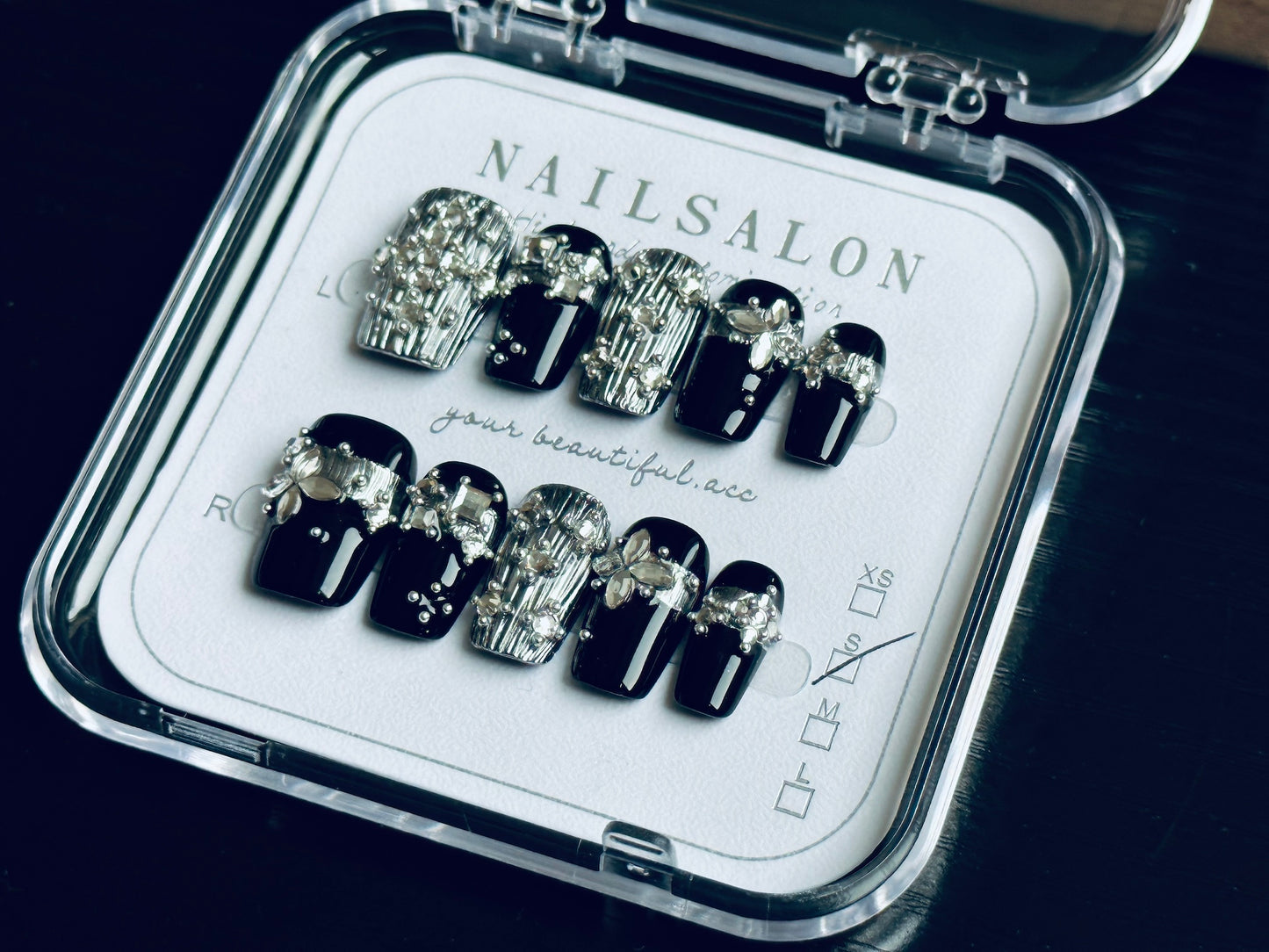 Platinum Texture 3D Press-On Nails