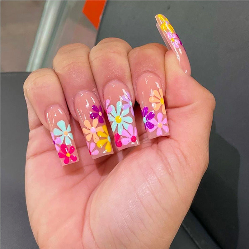 Flat Flower Press-On Nails, 24 pack