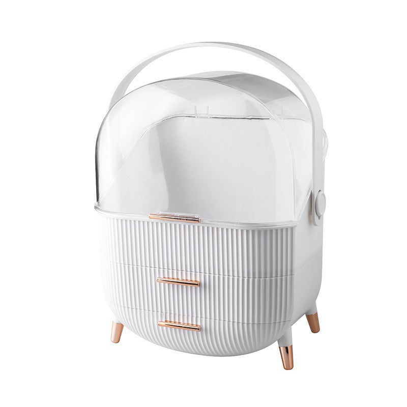 Luxury cosmetics storage box, dust-proof skincare product desktop