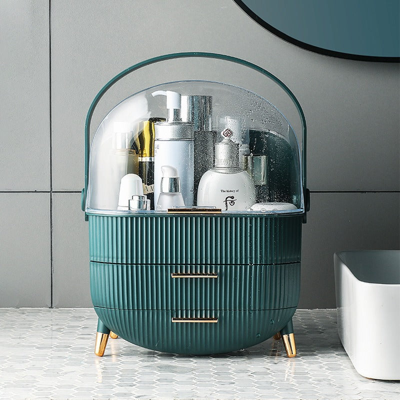 Luxury cosmetics storage box, dust-proof skincare product desktop