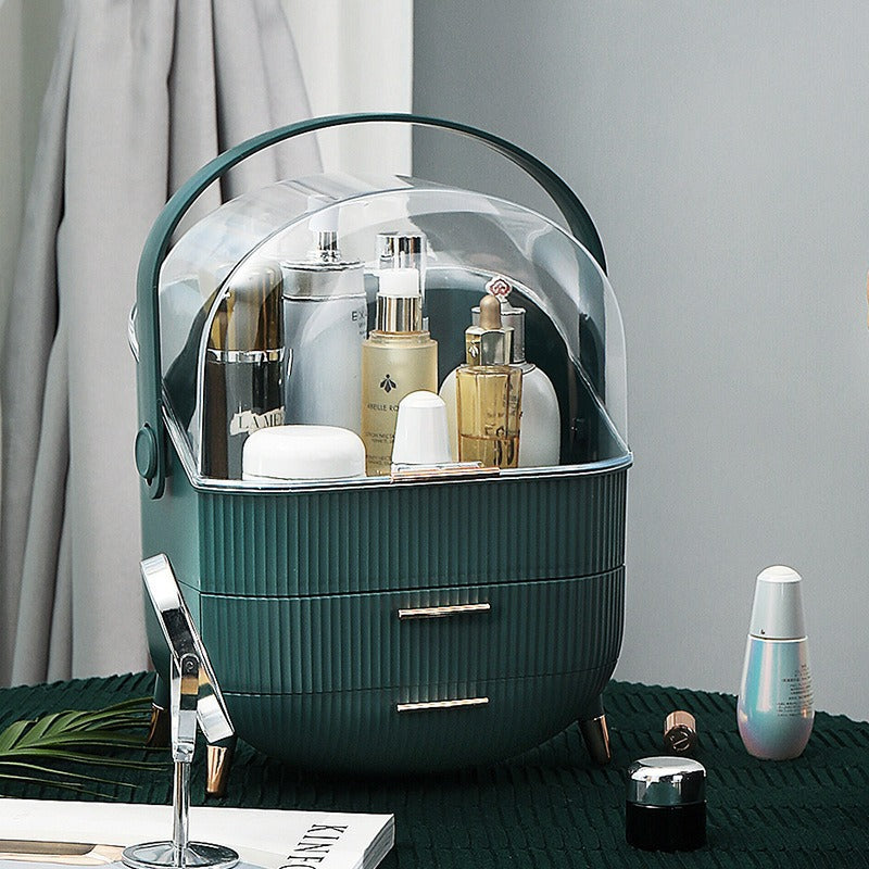 Luxury cosmetics storage box, dust-proof skincare product desktop
