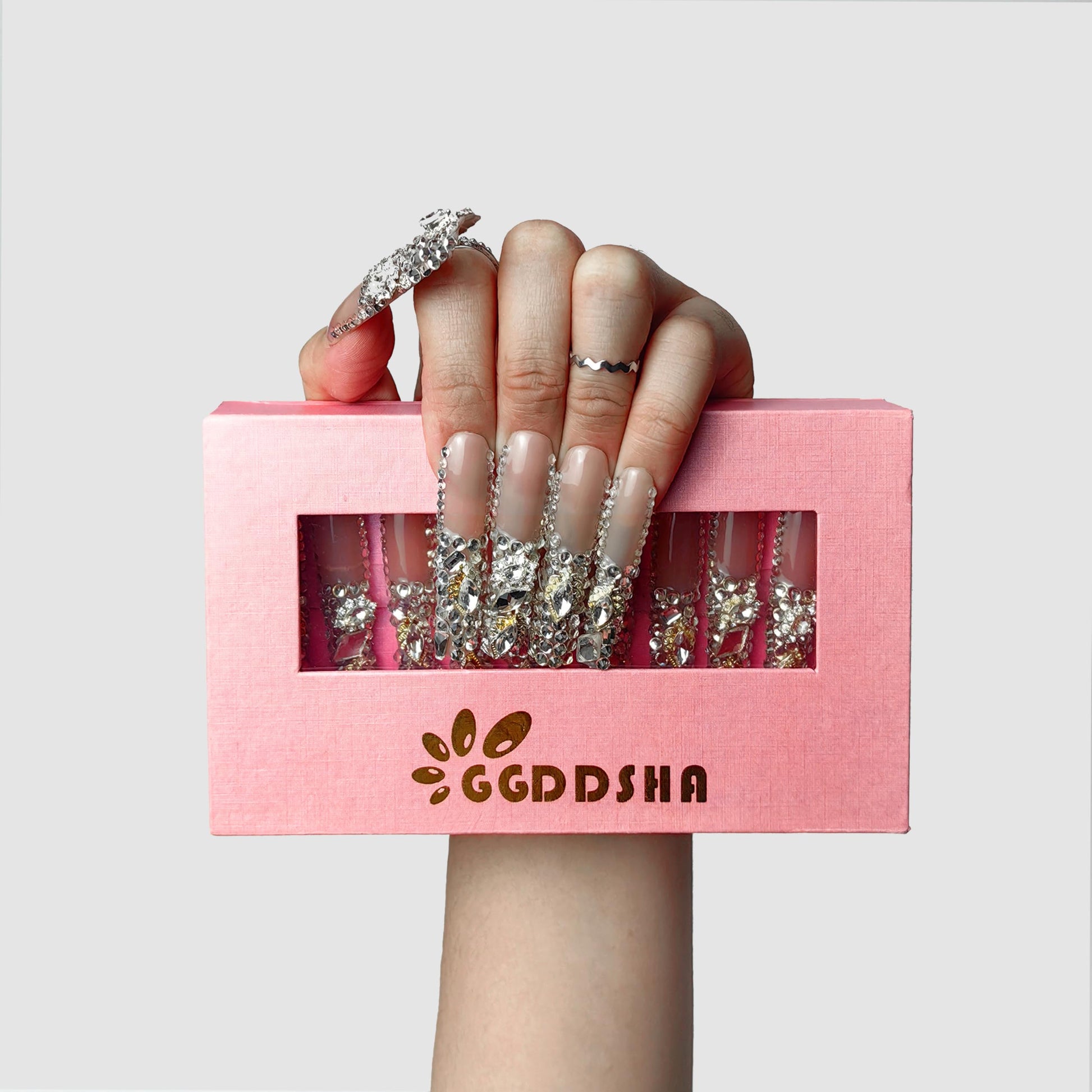 Crystal Cascade Bling Press-On Nails