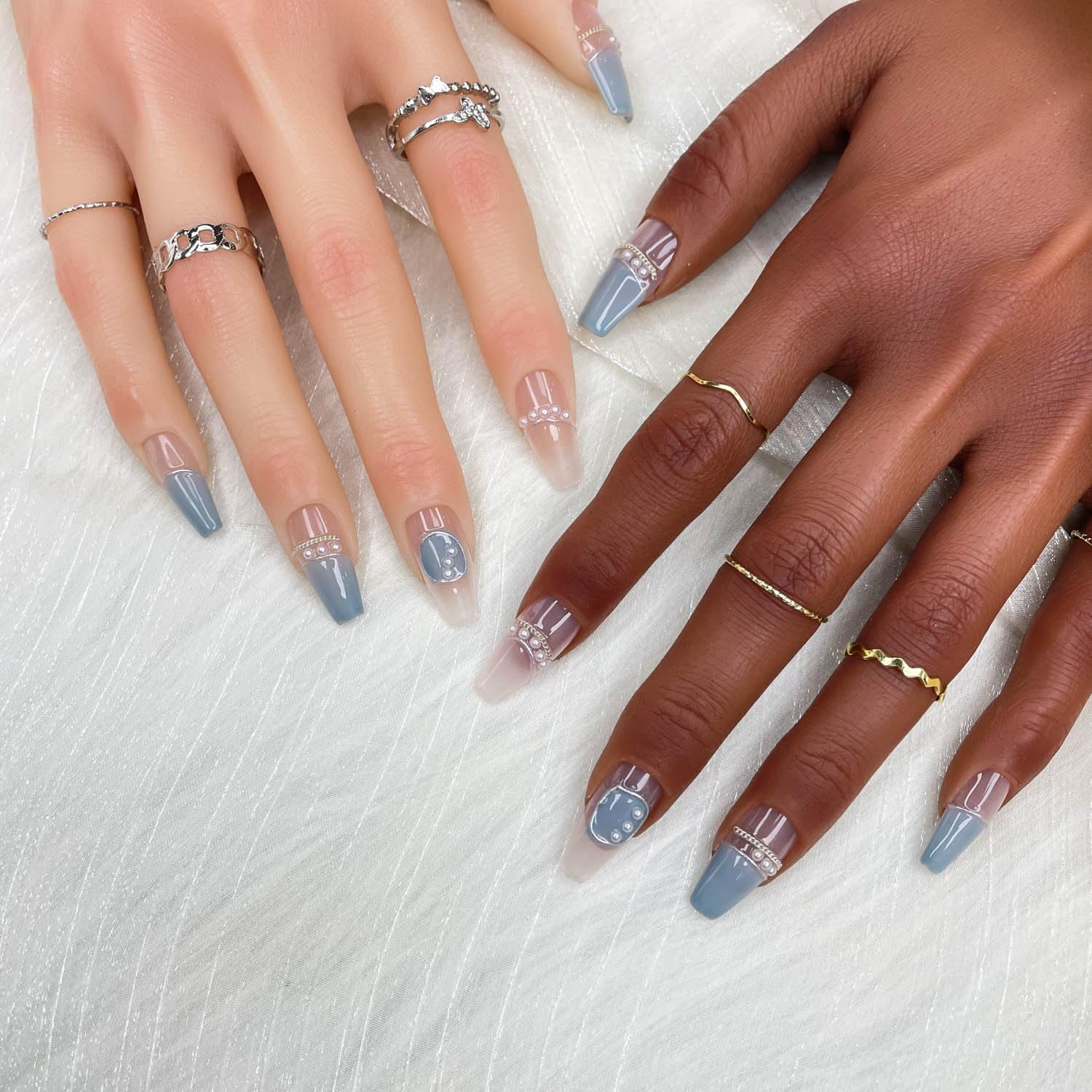 Azure Essence Short Press-On Nails
