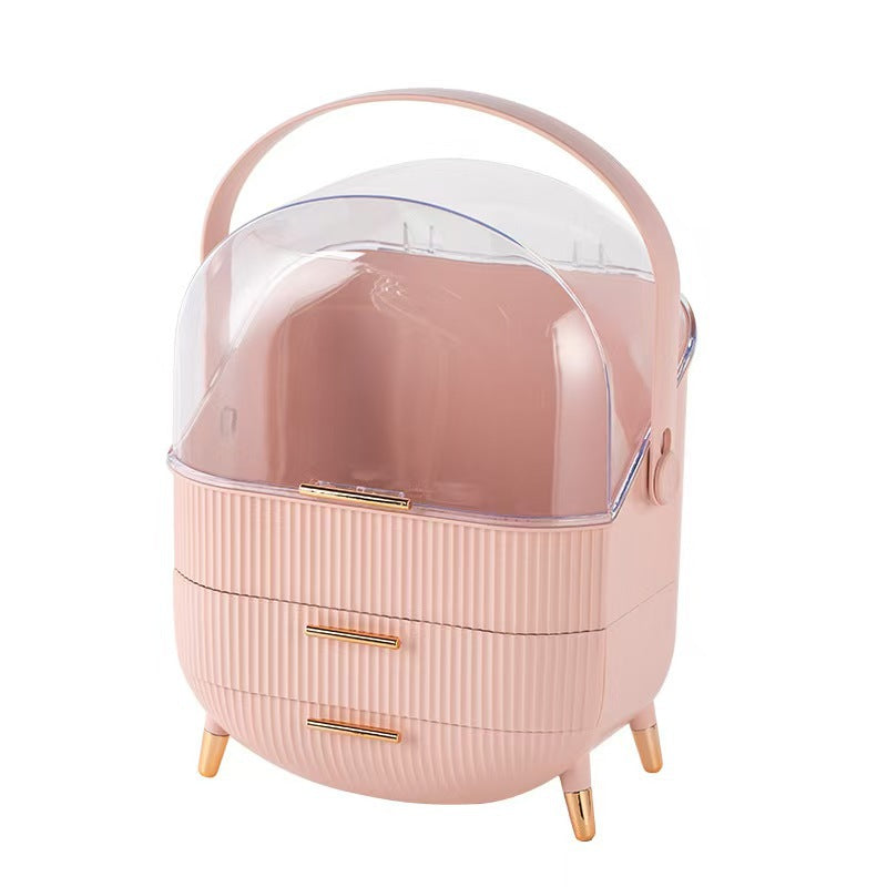 Luxury cosmetics storage box, dust-proof skincare product desktop